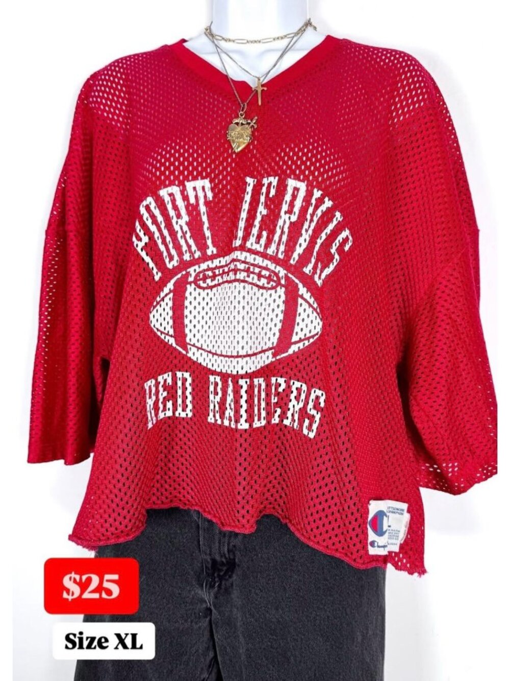 Vintage Champion USA - Port Jervis Football Practice Jersey XL